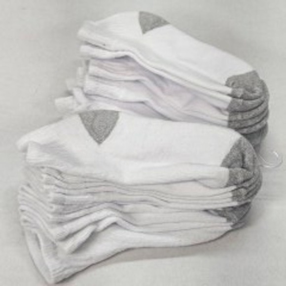 Kids White Athletic Socks with Gray Toe and‎ Heel 9 Pair Pack Size S 3-7 - Picture 2 of 7